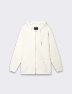 Piazza Italia Felpa con cappuccio in misto cotone garzato regular fit e tasca anteriore a marsupio - latte Bianco Cheap