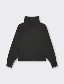 Piazza Italia Felpa con collo alto basica manica lunga raglan e spalla scesa - Nero Discount