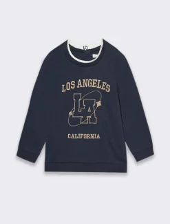 Piazza Italia Felpa con ricamo con inserti in jersey - Blu Flash Sale