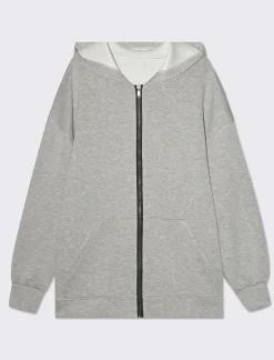 Piazza Italia Felpa con zip e cappuccio con coulisse tasca marsupio - Grigio Cheap