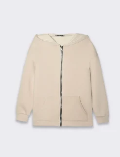 Piazza Italia Felpa con zip e cappuccio con coulisse tasca marsupio - Beige Store