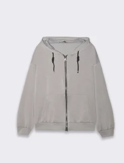 Piazza Italia Felpa con zip e cappuccio con coulizze tasca marsupio - Grigio Outlet