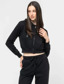 Piazza Italia Felpa crop con cappuccio e chiusura a cerniera - Nero Sale