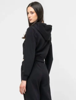 Piazza Italia Felpa crop con cappuccio e chiusura a cerniera - Nero Sale