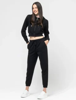 Piazza Italia Felpa crop con cappuccio e chiusura a cerniera - Nero Sale