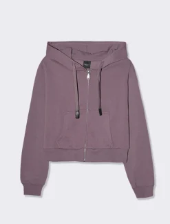 Piazza Italia Felpa crop con cappuccio e chiusura a cerniera - malva Viola Discount