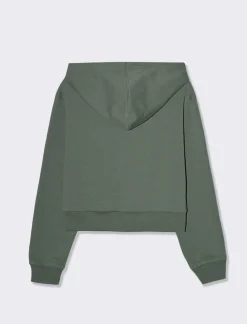 Piazza Italia Felpa crop con cappuccio e chiusura a cerniera - foresta Verde Outlet