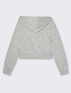 Piazza Italia Felpa crop con cappuccio e chiusura a cerniera - Grigio melange Cheap