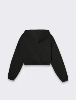 Piazza Italia Felpa cropped da donna con cappuccio e coulisse con chiusura con zip - Nero Best