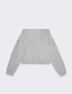 Piazza Italia Felpa cropped da donna con cappuccio e coulisse con chiusura con zip - Grigio Outlet