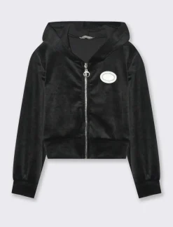 Piazza Italia Felpa cropped in tessuto effetto ciniglia - Nero Store