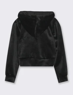 Piazza Italia Felpa cropped in tessuto effetto ciniglia - Nero Store