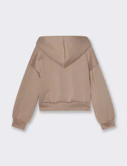 Piazza Italia Felpa da bambina in cotone bioelastico con fiore cucito sul davanti - biscotto Marrone Discount