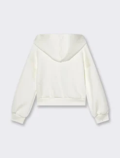 Piazza Italia Felpa da bambina in cotone bioelastico con fiore cucito sul davanti - sporco Bianco Sale