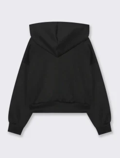 Piazza Italia Felpa da bambina in cotone bioelastico con fiore cucito sul davanti - Nero Shop