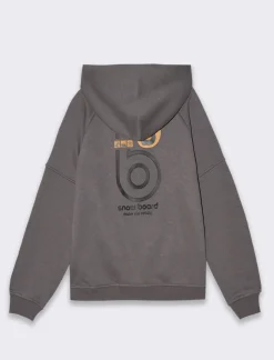 Piazza Italia Felpa da bambino garzata, con cappuccio e tasca a marsupio sul davanti - Grigio antracite Discount