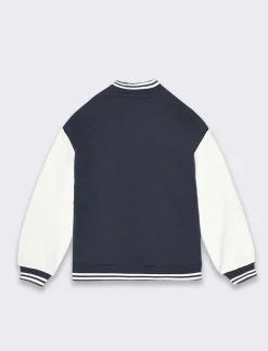 Piazza Italia Felpa dallo stile college con maniche a contrasto e stampa frontale - Blu Best Sale