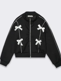 Piazza Italia Felpa elegante con fiocchi e profili a contrasto - Nero Discount