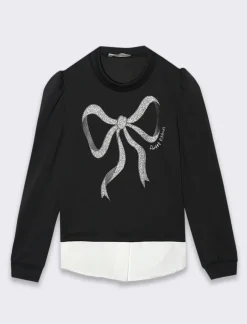 Piazza Italia Felpa elegante con stampa a fiocco - Nero Clearance