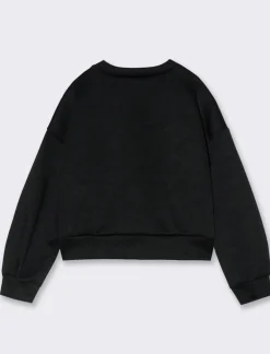 Piazza Italia Felpa elegante da bambina con fiocco in paillettes. - Nero Best