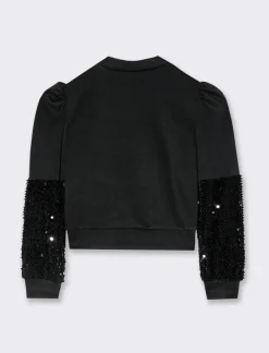 Piazza Italia Felpa elegante da bambina con paillettes - Nero Cheap