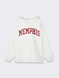 Piazza Italia Felpa garzata con cappuccio e ricamo frontale over fit - mel. Grigio Store