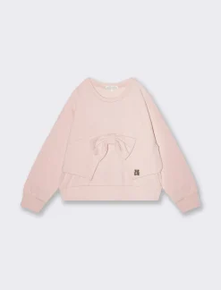 Piazza Italia Felpa garzata da bambina con maxi fiocco decorativo sul davanti - Rosa Cheap