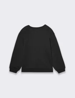 Piazza Italia Felpa garzata da bambino modello girocollo e stampa frontale - Nero Best