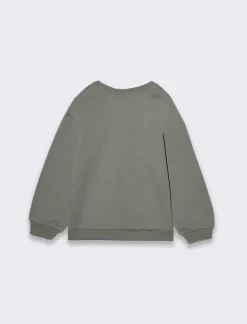Piazza Italia Felpa garzata da bambino modello girocollo e stampa frontale - militare Verde Best