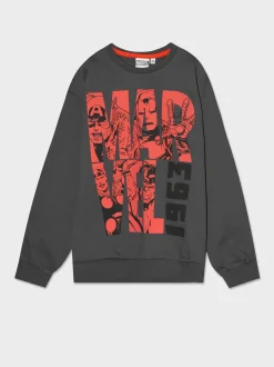 Piazza Italia Felpa garzata girocollo con stampe Marvel e Spiderman con fondo e polsi con costina - piombo Grigio Best