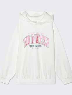 Piazza Italia Felpa garzata in policotone con stampa frontale lucida ed elastico al fondo. - sporco Bianco Fashion