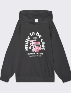 Piazza Italia Felpa garzata in policotone con stampa frontale lucida ed elastico al fondo. - Grigio Cheap