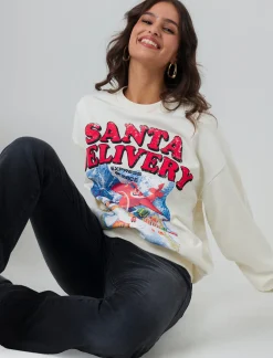 Piazza Italia Felpa giro collo manica lunga e spalle cadenti con stampa natalizia - Var 4 Fashion