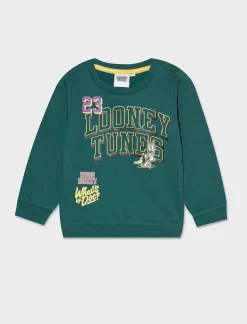 Piazza Italia Felpa girocollo a manica lunga con stampa Loonley Tunes - Verde Shop