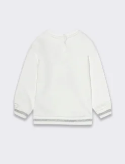 Piazza Italia Felpa girocollo con applicazione di paillettes e cuori in pelliccia - panna Bianco Shop