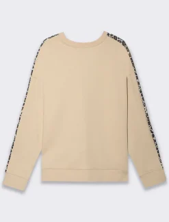 Piazza Italia Felpa girocollo con banda laterale maculata - Beige Outlet