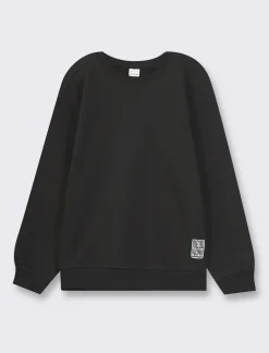 Piazza Italia Felpa girocollo con etichetta sul fondo disponibile in quattro varianti - Nero Discount