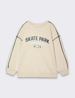 Piazza Italia Felpa girocollo con piping in contrasto - Beige Hot