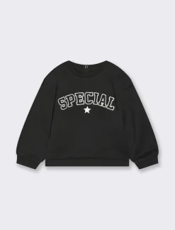 Piazza Italia Felpa girocollo con ricamo frontale - Nero Flash Sale