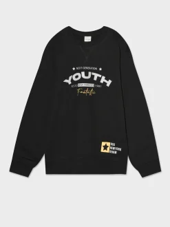 Piazza Italia Felpa girocollo con stampa davanti e costina al fondo, disponibile in 4 varianti colore - Nero Flash Sale