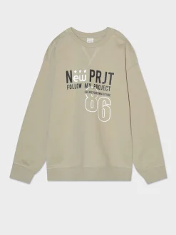 Piazza Italia Felpa girocollo con stampa davanti e costina al fondo, disponibile in 4 varianti colore - Beige Best