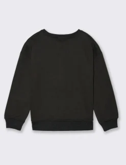 Piazza Italia Felpa girocollo da bambina in mobido cotone - Nero Flash Sale