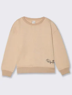 Piazza Italia Felpa girocollo da bambina in mobido cotone - Beige Online