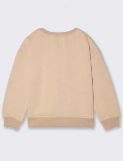 Piazza Italia Felpa girocollo da bambina in mobido cotone - Beige Online