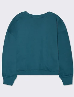 Piazza Italia Felpa girocollo felpata con ricamo sul davanti - Verde Cheap