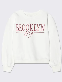 Piazza Italia Felpa girocollo felpata con ricamo sul davanti - sporco Bianco New