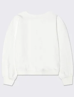 Piazza Italia Felpa girocollo felpata con ricamo sul davanti - sporco Bianco New