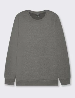 Piazza Italia Felpa girocollo in misto cotone garzato melange - Nero Discount