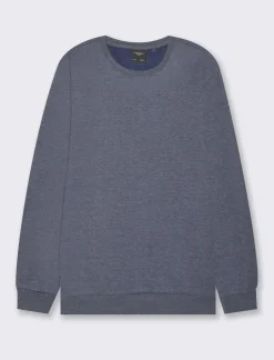 Piazza Italia Felpa girocollo in misto cotone garzato melange - Blu Hot