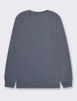 Piazza Italia Felpa girocollo in misto cotone garzato melange - Blu Hot